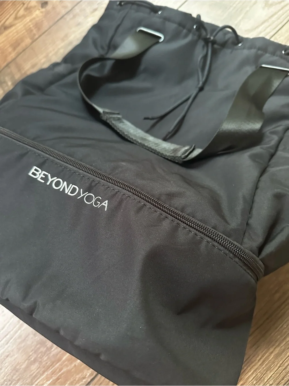 Beyond Yoga Black Drawstring Tote Backpack